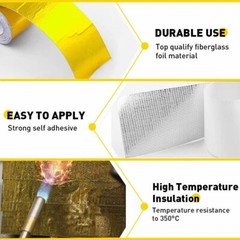 2″ 33Ft Gold Heat Reflective Intake Tape Wrap: Self Adhesive, High Temp