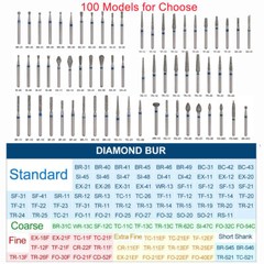 100 Pcs Dental Polishing Diamond Burs 1.6 For High Speed Handpiece Friction Grip