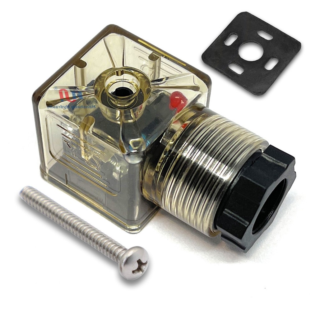 DIN 43650 AC Type-A 3 Prong Solenoid Connector Plug w/LED Light for AC 110 220v