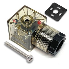 DIN 43650 AC Type-A 3 Prong Solenoid Connector Plug w/LED Light for AC 110 220v