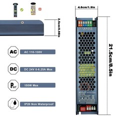 JOYLIT 24V Power Supply 150W CE, 100-130V AC Convert to DC 24 Volt LED Driver…