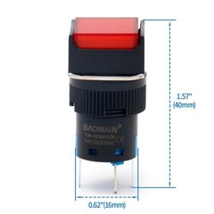 5/8″ 16mm Push Button Switch Latching Square Cap Led Lamp Red Yellow Blue Green
