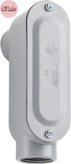 Weatherproof Aluminum LB Conduit Body with Threaded Hubs, Stamped Steel Cover, a