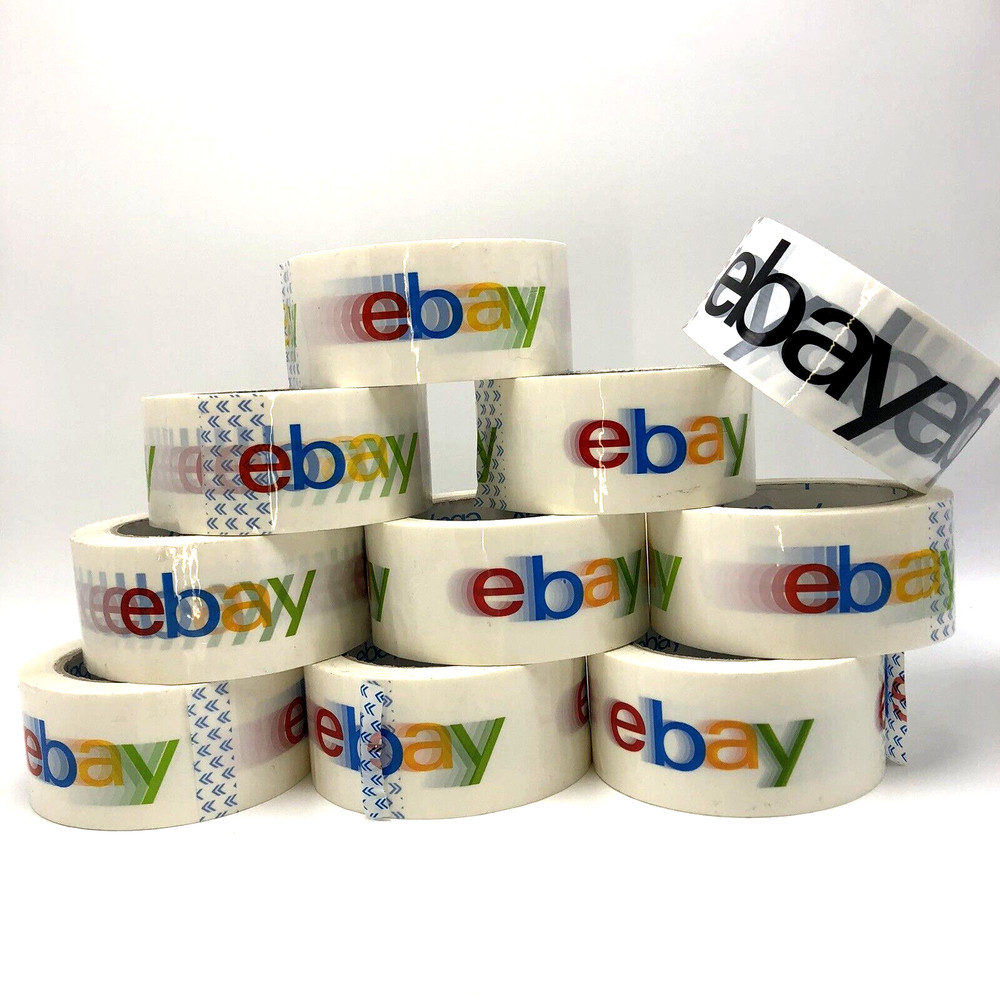 10 Rolls 2″ x 75 yds Official eBay Branded Packaging Packing Tape Color & B&W