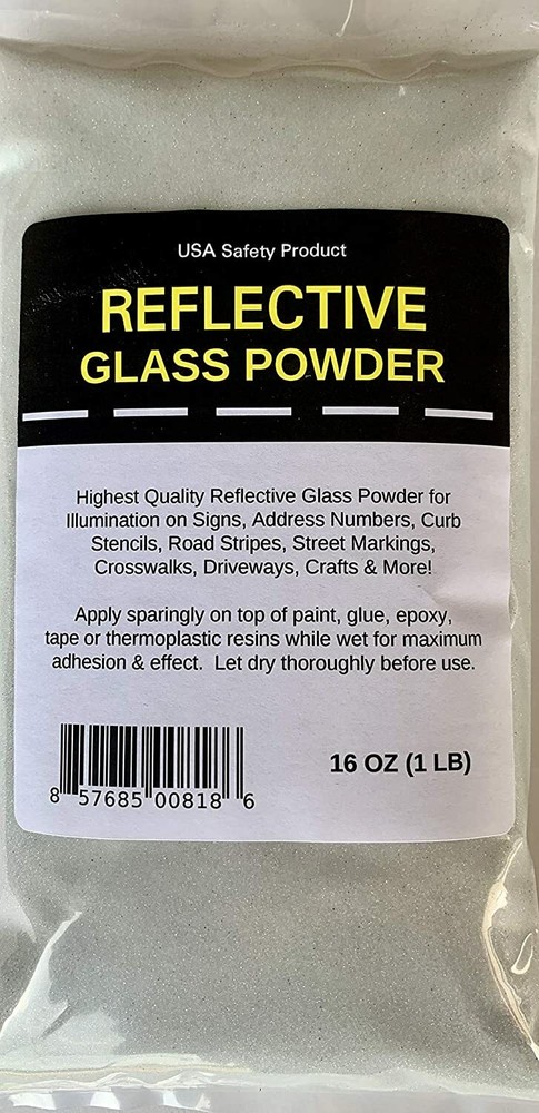Reflective Glass Powder (1 LB Bag) for Road Striping, Curb Paint, Signs, Crafts