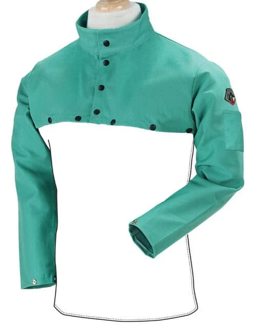 LARGE Black Stallion F9-21CS FR Cotton Welding Cape Sleeves 9oz Green