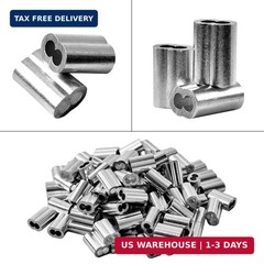 QDiShi 1/8″ (3mm) Aluminum Crimping Loop Sleeve for 1/8″ Wire Rope, Cable Ferrul