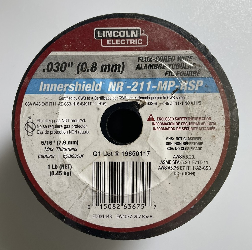 Lincoln NR-211-MP .030 Flux Core Wire 1 lb E71T-11 AWS A5.20 NEW