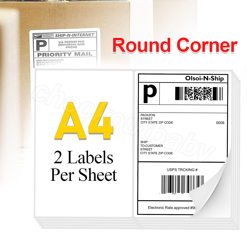 Premium Shipping Labels 8.5×5.5 Half Sheet Round Corner Blank Self Adhesive US