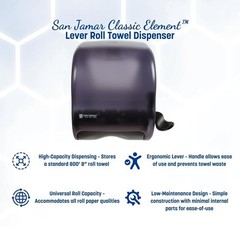 Wall-Mounted Paper Towel Dispenser – Fits All Core Sizes, Lever Action, Black Pe