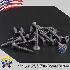 #6 Black Drywall Coarse Thread Screws (1″, 1 1/2″, 2″, 3″) Phillips Bugle-Head