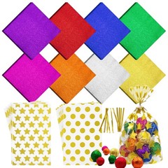 820 PCS Food Grade Foil Candy Chocolate Wrappers Bags Metallic Ties 4×4 Inch