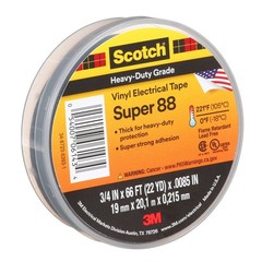 3M Safety Super 88 Vinyl Electrical Tape, .75 in x 66 ft, Black, 1-Roll