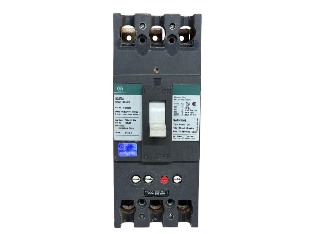 GE TFJ236200 200A 3-PHASE 3-POLE 600V F225 TFJ MOLDED CASE CIRCUIT BREAKER