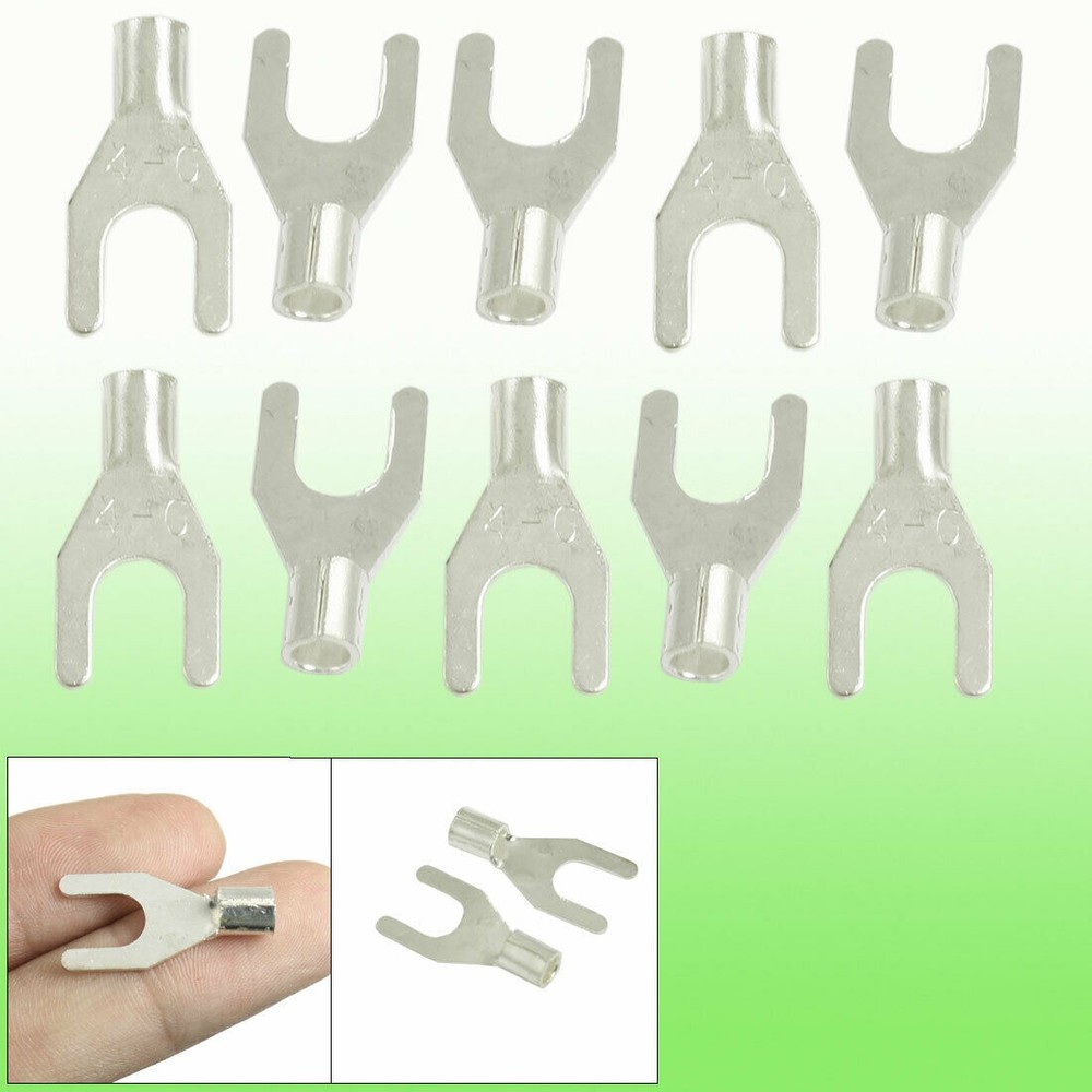 10 Pcs 3.5mm Dia Wire Copper Non Insulated Spade Fork Terminal Connectors #
