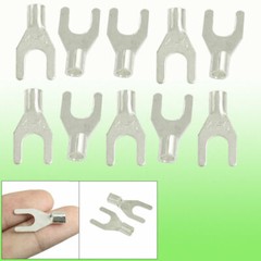 10 Pcs 3.5mm Dia Wire Copper Non Insulated Spade Fork Terminal Connectors #