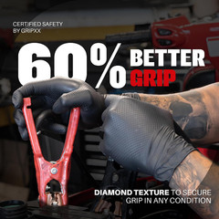 Herkules Grip Heavy Duty 8Mil Black Nitrile Gloves,3D Raised Diamond Texture-Lat