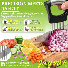 JAYVAR Onion Holder for Slicing,304 Stainless Steel Universal size, Silver