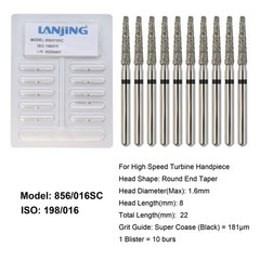 Dental Diamond Burs Round End Taper Diamond Bur Coarse Fine FG High Speed 856
