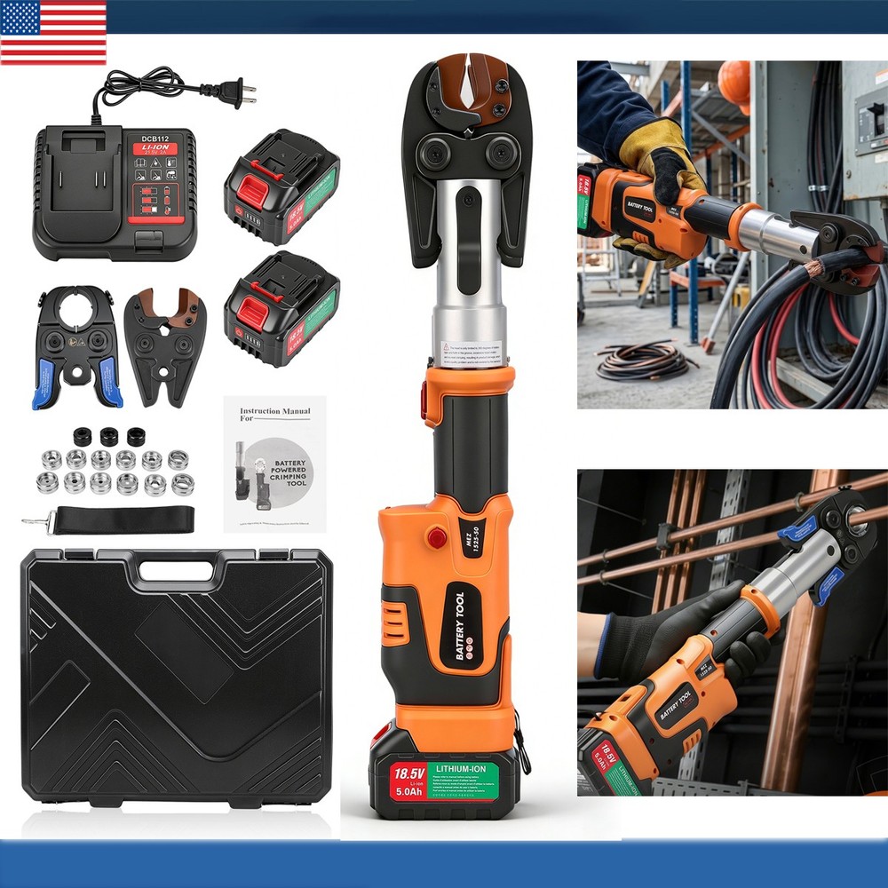 Compact Propress Tool Universal Jaws with 2x 18V 5.0AH Batteries for Copper Pipe
