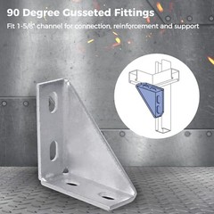 4PCS 90° Carbon Steel Gusseted Brackets Unistrut 1-5/8″ Channel Brace 4″x4″