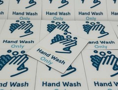 (16 Pack) Duratech PN-114314 Hand Wash Only Sign Adhesive 3M Decal VHB Back