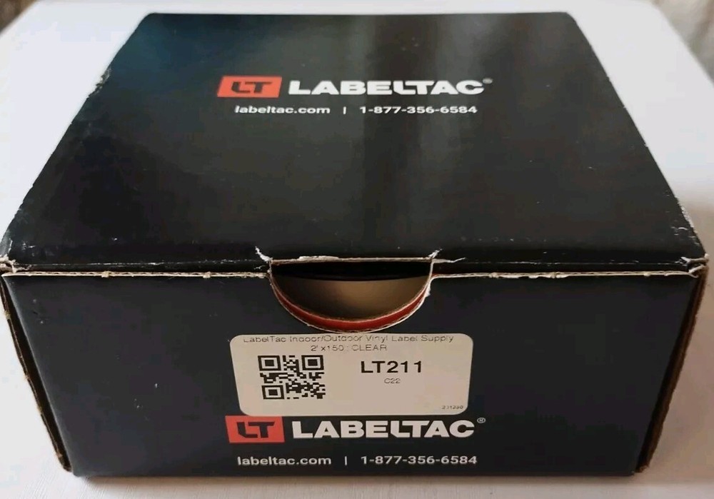 LabelTac LT211 Indoor/Outdoor Vinyl Label 2″ x 150′ CLEAR New