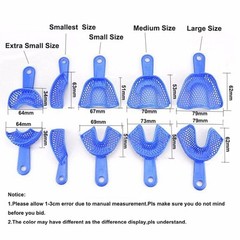 Dental Autoclavable Plastic Steel Impression Trays Denture Blue L/M/S/Q/A Opt