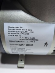 ROSCOE ASP-HD HEAVY DUTY SUCTION MACHINE Aspirator needs new rubber feet