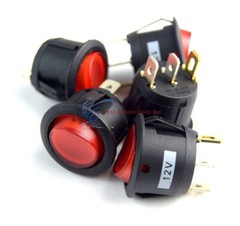 5 Pieces Red LED Round Rocker Switch 12 Volt 3 Prong Car SPST Toggle Switch New
