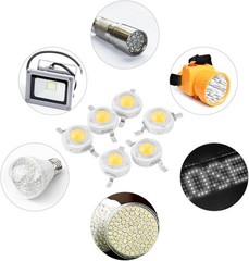 100Pcs High Power 1W LED Chip SMD Bead Lamp Emitter Componen Size: White 6000K