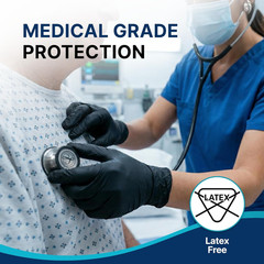 Nitrile Exam Gloves, 4 Mil Black Gloves Disposable Latex Free Powder Free, Food