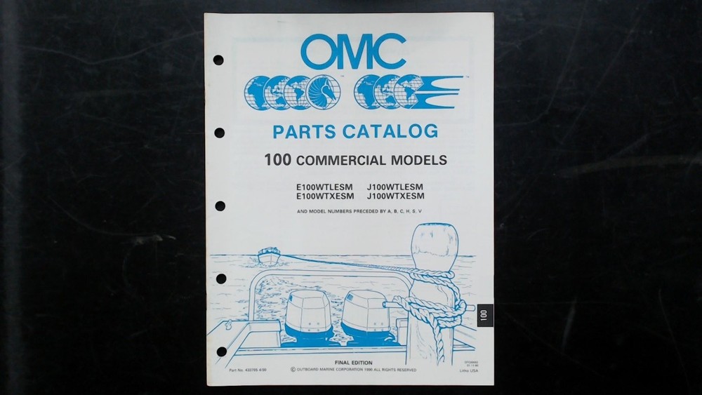 OMC 100 Commercial Models Parts Catalog 433795 1990 Outboard Marine