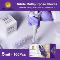 MONALISA™ Purple Disposable Exam Nitrile Gloves Powder Free 5mil M/L/XL