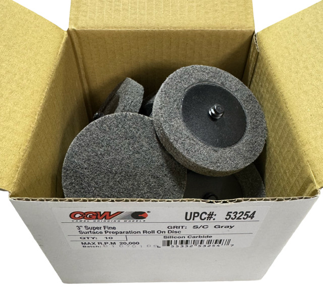 CGW 3″ Roloc Surface Prep Discs Super Fine Silicon Carbide Gray 10 Pack