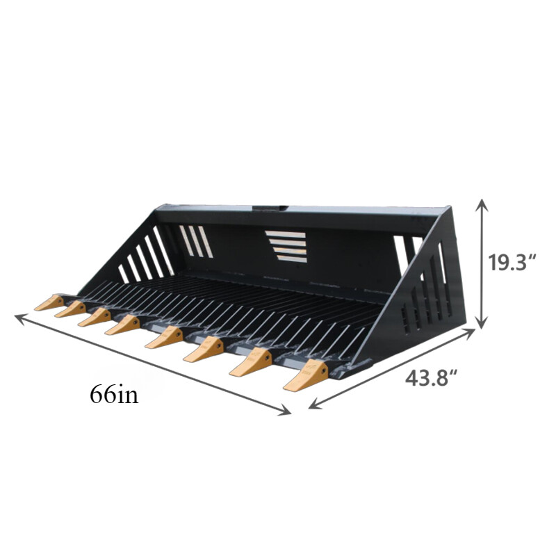Landhonor 66in/72in Rock Bucket Quick Attach High Quality Skid Steer Attachment