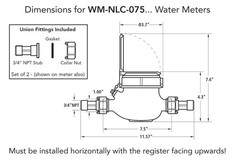 3/4” Water Meter: Lead Free Brass, NSF Certified, Multi-Jet, Gallons 3/4″