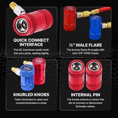 R1234yf Quick Coupler & Can Tap Kit for Car AC Repair SelfSealing Tools