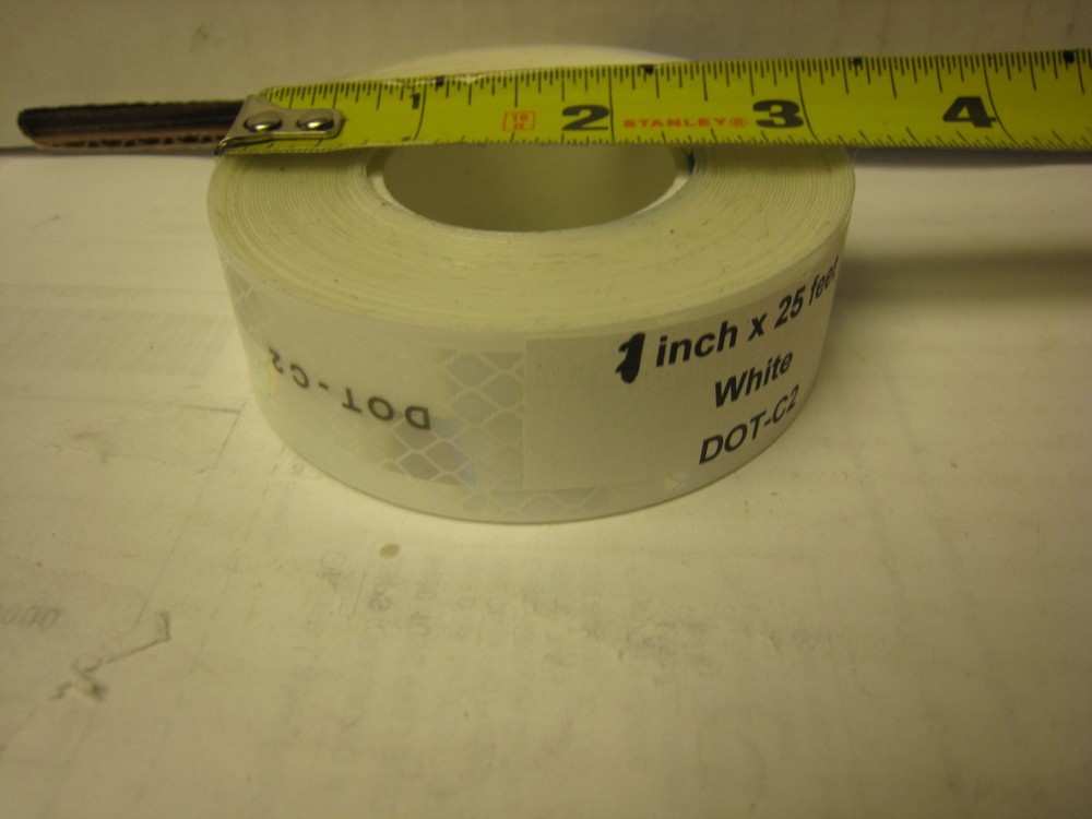 1″ x 25′ SILVER – WHITE REFLECTIVE CONSPICUITY TAPE DOT-C2