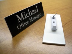 Custom Engraved 1″x3″ Name Tag ID Badge Label with Pin or Magnet Attachment