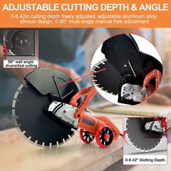 3200W Electric Power Disc Cutter Circular Demo Saw For Wet/Dry Concrete Guide Ro