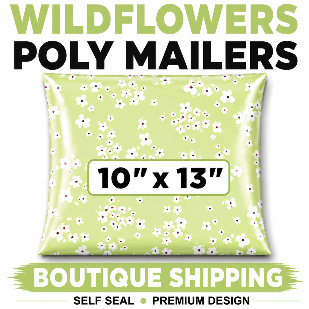 Wildflowers Poly Mailers 10×13 Designer Shipping Bags Self Seal Cute