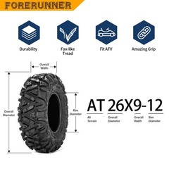 FORERUNNER 26×9-12 ATV Tires, All Terrain (Pack of 2, Tubeless)