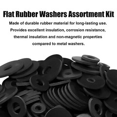 50 or 220 Pcs Flat Rubber Washers Assortment Kit,Black Rubber Flat Washer Rubber