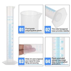 10/25/50/100/250ML Plastic Measuring Cylinder Laboratory Test Graduated Tube