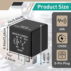 2 Pcs P6SDT FOAB-14B192-AA Relay – 12VDC 40A 5 Pins, Fit for Ford Models, Ensure