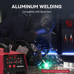 ARCCAPTAIN 6 in 1 Aluminum MIG Welder 200A Synergy +Large Viewing Welding Helmet