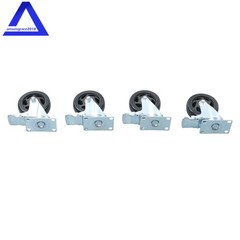 4Pcs Heavy Duty Polyurethane Black Casters 4-Inch 360 Rotation WIth Brake Caster
