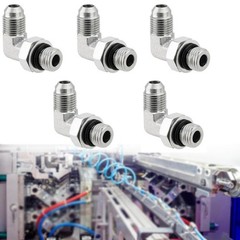 5 Pack 90 Degree Elbow Hydraulic Hose Fittings: 3/8″ JIC 37° Male X #6 SAE/ORB