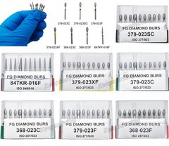 7Type Dental Burs Diamond Round End Taper Football Long Ball High Speed 379 368